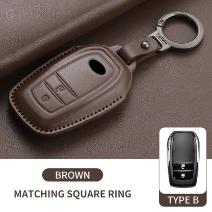 New Leather Car Remote Key Case Cover Shell For Toyota Prius Camry Corolla Avalon CHR RAV4 Land Cruiser Prado Keyless Key Fob