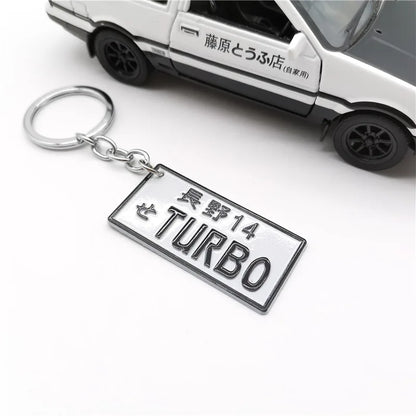 JDM Car Motorcycle Key Chain Simulation Alloy License Plate Keychain AE86 Fujiwara Tofu Surrounding Souvenir Pendant Key Rings