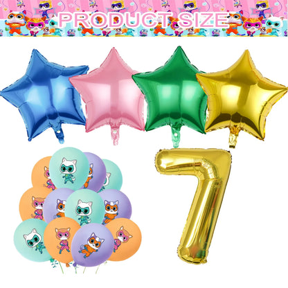 Superkittie Birthday Party Decoration Tableware Tablecloth Plate Cup Napkin Balloon Cake Decor superkitties Party Favors Supply