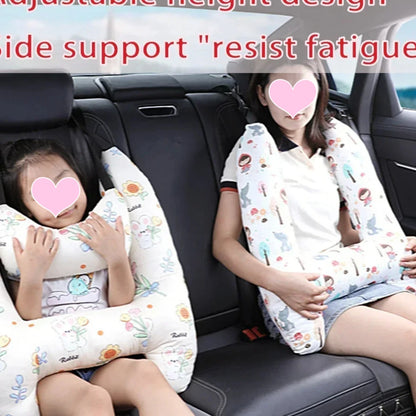 2-Pack Adorable Ultra-Soft Car Seat Pillows with Secure Belt - Ensures Peaceful Restful Naps on the Go - Enhanced Safety