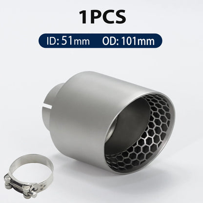 ER 1Pcs Car Accsesories Upgrade Honeycomb Design Single Exhaust Tip Matte 304 Stainless Muffler Universal Tail Tips Modify