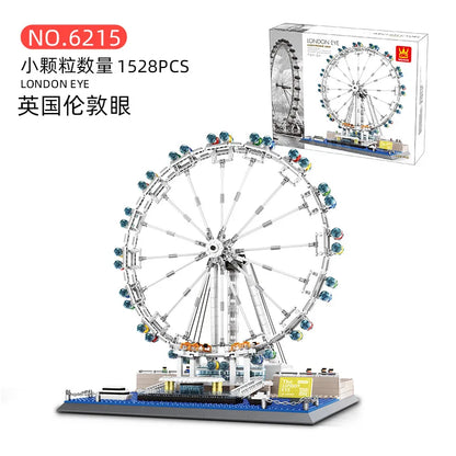 WANGE City Architecture Sydney Opera Santorini Building Blocks Chamartin Stadium Mosque Assembled Model Collection Toys For Gift