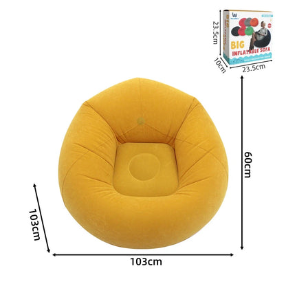 Round Flocked Inflatable Lazy Sofa,  Bean Bag Chair, Soft Skin-Friendly Inflatable Lounge Couch For Indoor Bedroom Dorm Rest
