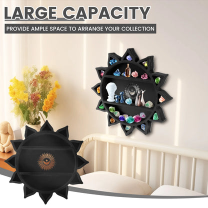 Wooden Shelf Wall Mounted Crystal Display Rack Bohemian Floating Wall Decor Storage Crystal Holders Exquisite Wooden Carving