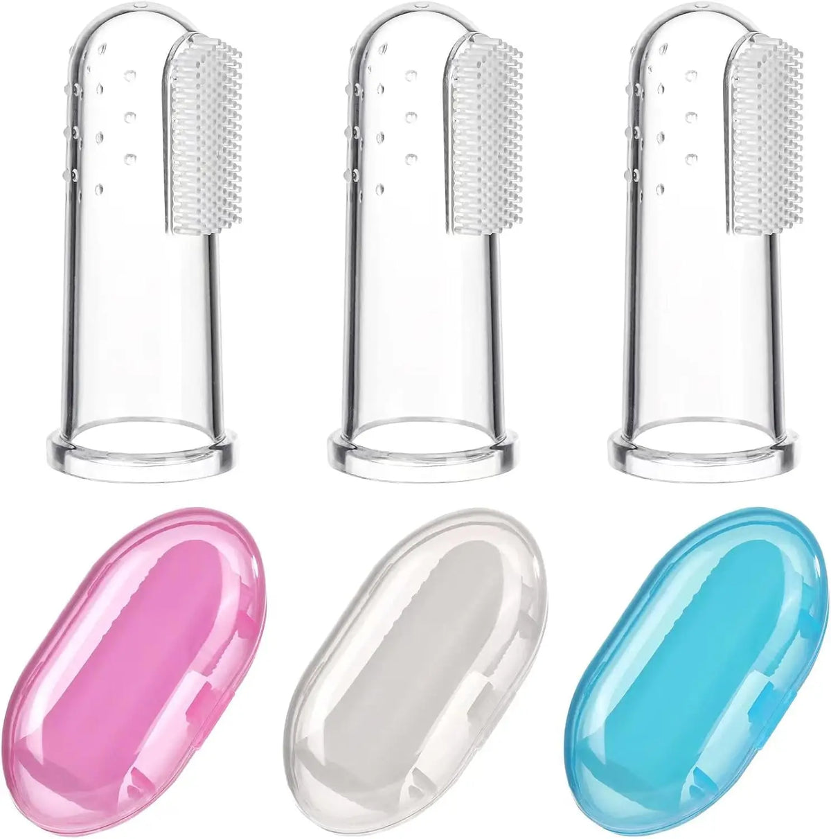 Baby Finger Toothbrushes with Storage Case Infant Toddlers Teeth Brushes Soft Silicone Baby Tongue Cleaners for Oral Cleaning