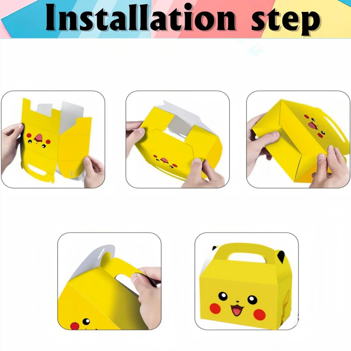 Pokemon Candy Box Birthday Party Decor Pikachu Paper Gift Bags Pokeball Handle Gift Packaging Box Baby Shower Kids Party Favors
