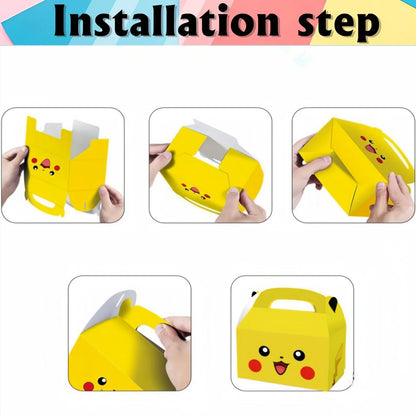 Pokemon Candy Box Birthday Party Decor Pikachu Paper Gift Bags Pokeball Handle Gift Packaging Box Baby Shower Kids Party Favors