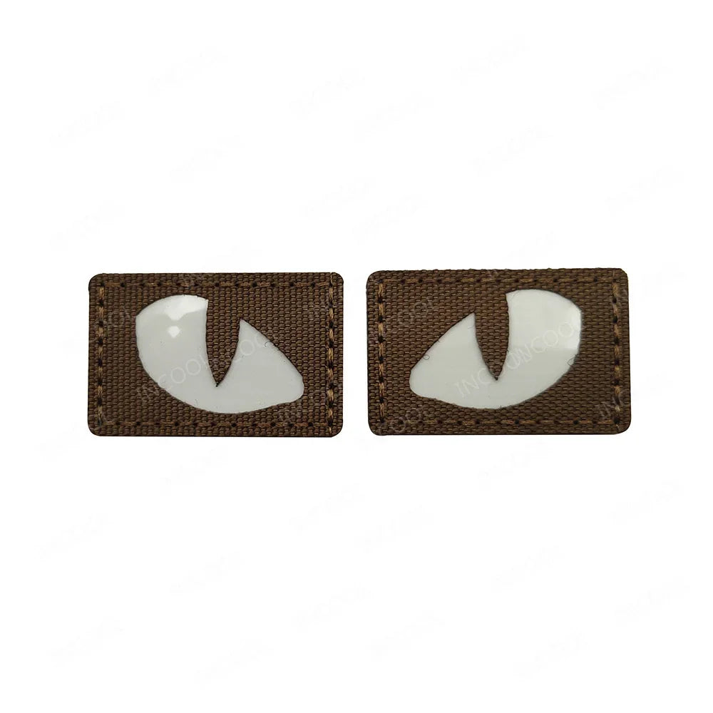 Cat Eyes Glow In Dark Patches Infrared IR Reflective Rubber Appliqued For Hats Helmet Uniform Backpack