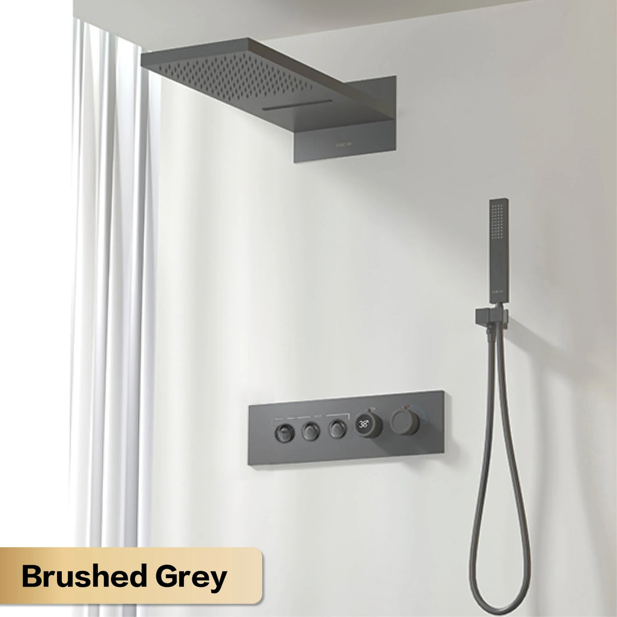 Luxury black brass wall mounted thermostatic shower system Simple embedded design for hot and cold water 3-function bathroom Tap