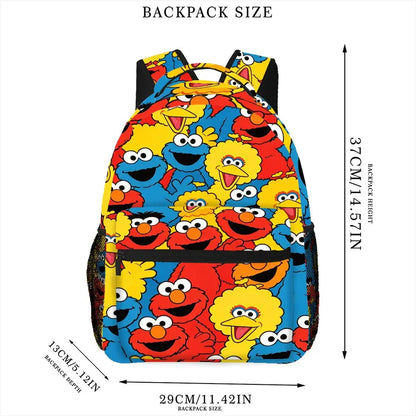 Cartoon Elmo Big Bird Full Print Backpack Sesame Street Schoolbag Outdoor Travel Rucksack Gift