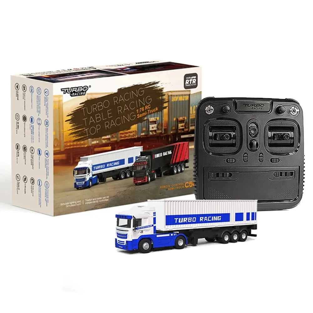 Turbo Racing C50 1:76 Full Proportional 4WD RC Semi-truck Tractor Trailer & P81 2.4Ghz 10Ch Control Gift