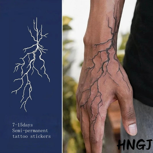 2026 New Lightning Hand Back Herbal Tattoo Stickers Waterproof Semi-Permanent Fake Tattoo Arms Legs Lasting Men Women Tatuajes