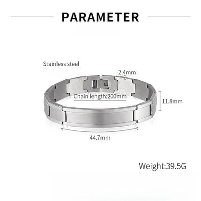Chunky Men Bracelet,Thick Stainless Steel Strap Chain Link Wristband,Punk Male Jewelry Gift