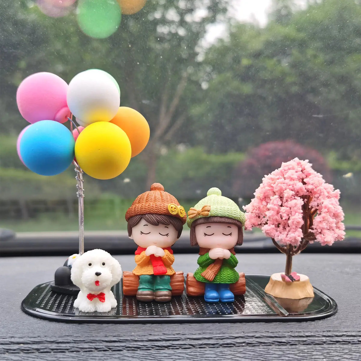 Cute Cartoon Couple, Car Decoration, Romantic Figurines, Balloon Decor, Car Ornament, Dashboard Accessory, Romantic Gift