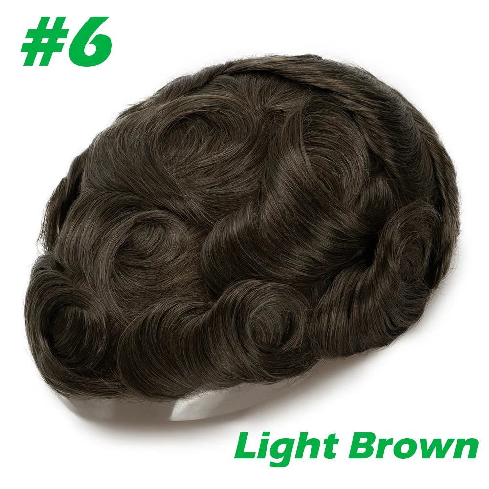 0.03mm Thin Skin Men's Wig 90% 100% Density Human Hair Men Toupee Capillary Prosthesis V Loop Natural Hairline for Hair Loss