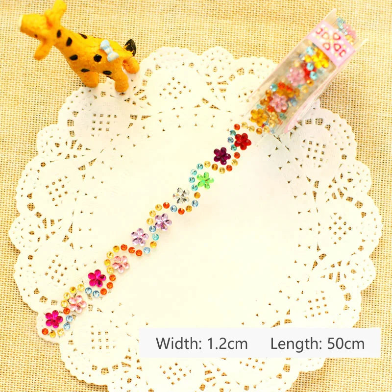 Self Adhesive Acrylic Crystal Rhinestone Diamond Stickers Tape Roll for Kids Handmade DIY Materials Album Notebook Decoration