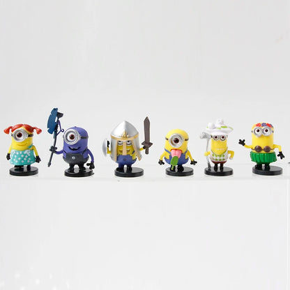 12Pcs Despicable Minions Capsule Toys Set Fluffy Kevin Bob Gru 3D Eye Action Figures Collectible Xmas Gifts for Fans