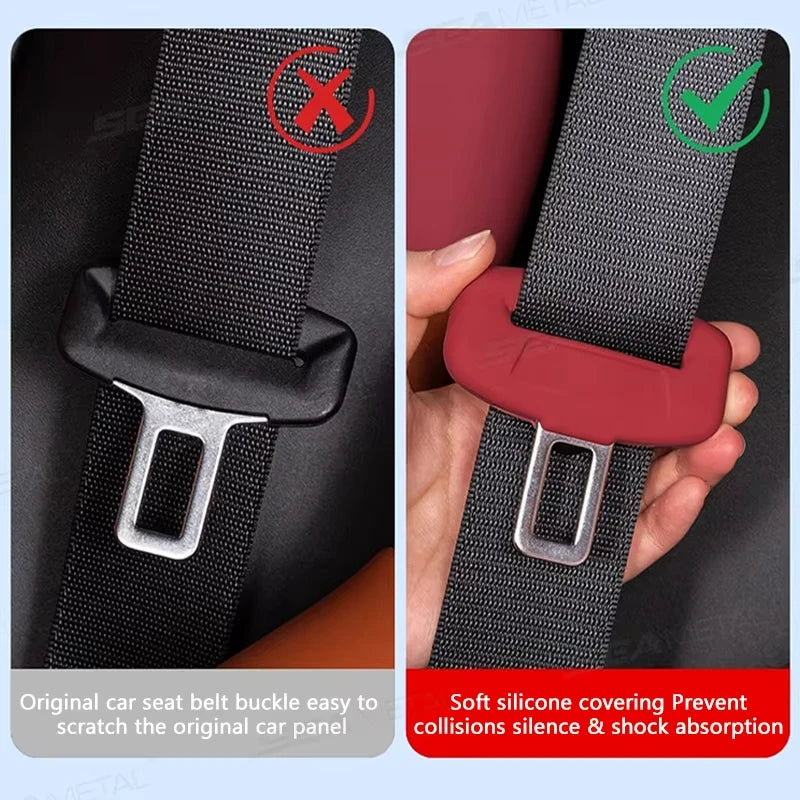 2Pcs Seat Belt Buckle Cover Anti-Scratch Silicone Car Seat Buckle Protector Clip Protection Cover Universal for SUV Sedan