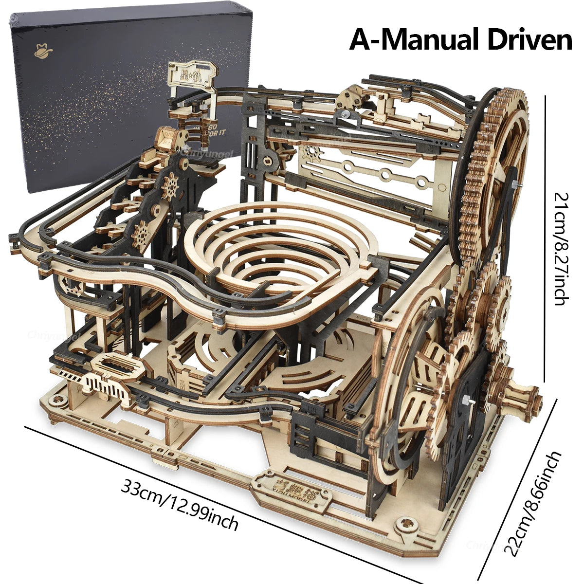 Chriyungel 3D Wooden Marble Run Puzzle DIY Building Model Kits Rolling Ball Track Brain Teaser Game Gift for Adults Teens