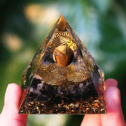 Energy Pyramid Orgonite Reiki Natural Amethyst Ball Healing Crystals Chakra Tool Ornaments Resin Stones Craft Kids Gift