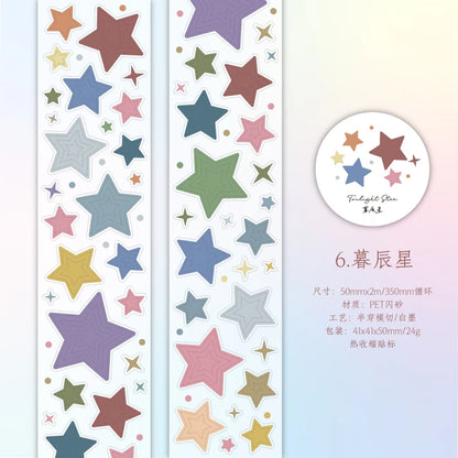 Journal GO 5x200cm Star Cloud Tape Stickers for Scrapbooking Collage Junk Journal DIY Craft Decor Masking Tape Stationery