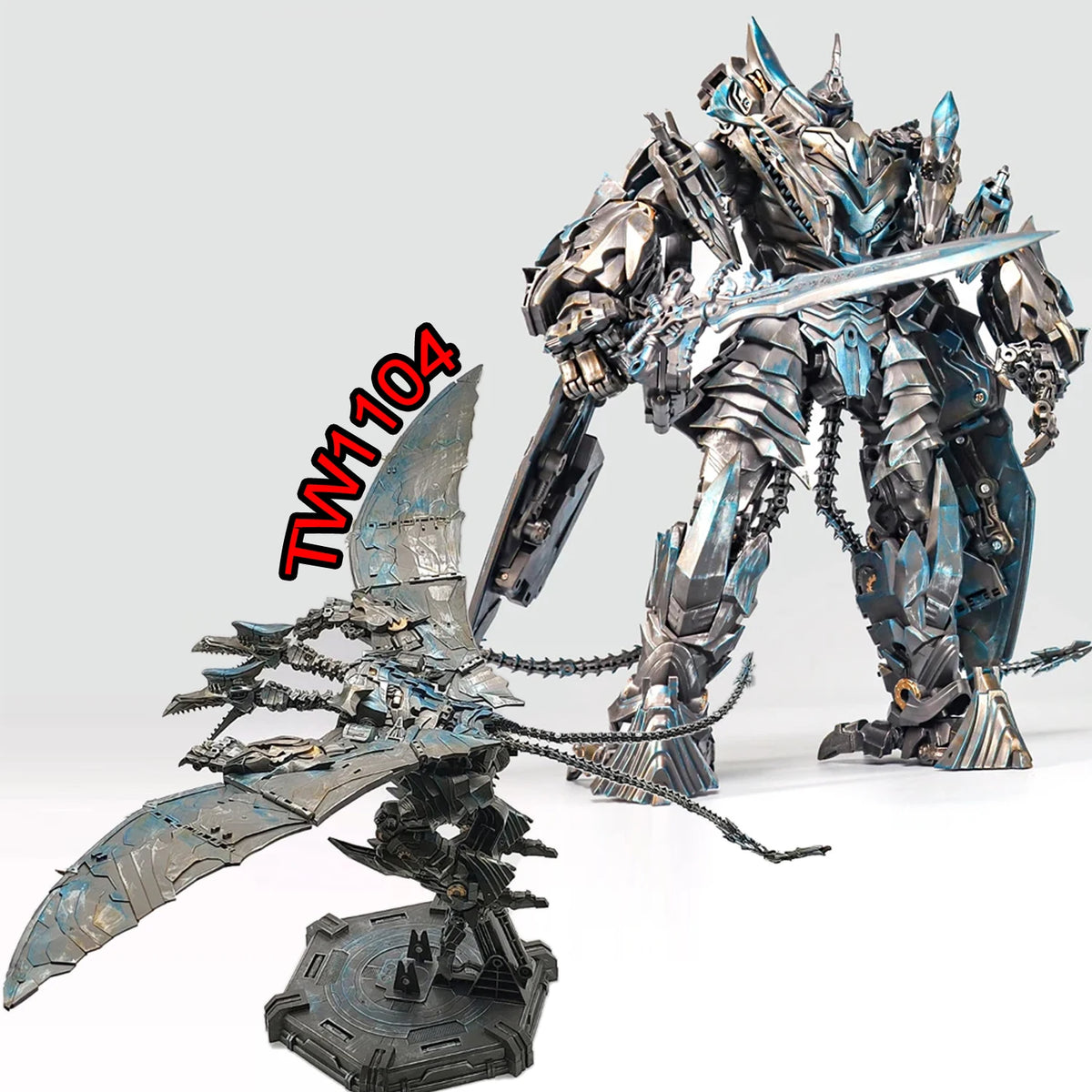 BAIWEI Robot Strafe Transformation Toy Swoop TW1104 Wing Dragon TW-1104 Steel Whip Dinosaur Deformation Figure Model Dinobot