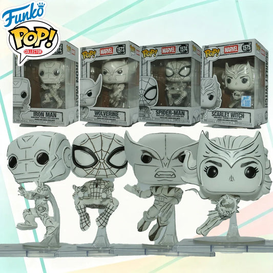 FUNKO POP Original Marvel Hand-Drawn Sketch Version Scarlet Witch Iron Man Spider-Man Action Figure Toys for Boys Girls Gift