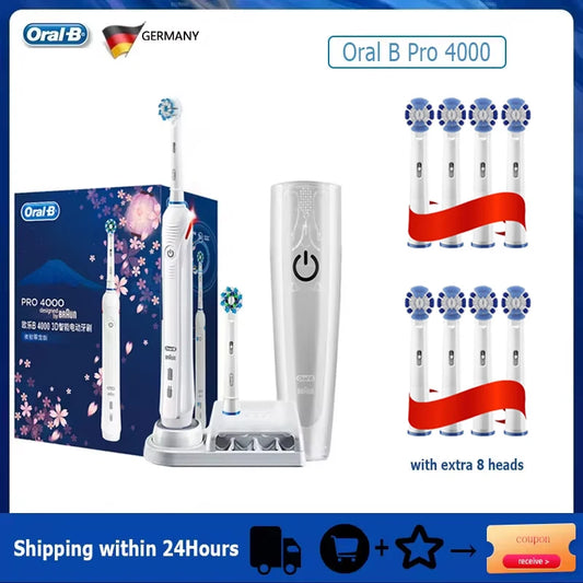 Oral B Sonic Electric Toothbrush PRO4000 RPO600 D12 Vitality Rotating Tooth Brush for Adults Oral Cares Rechargeable Waterproof