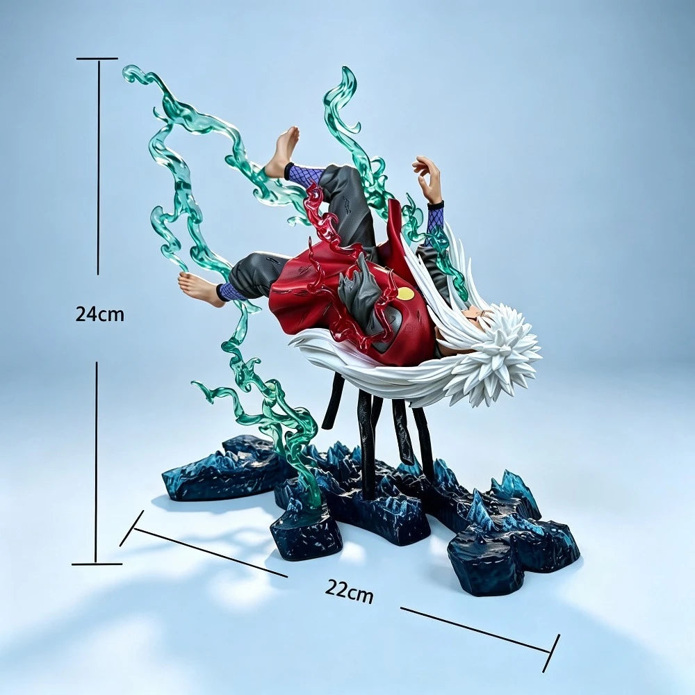 24cm Naruto Shippuden Jiraiya Anime Figure Battle Scene Statue PVC Collectible Model Ornament Desktop Birthday Christmas Gift