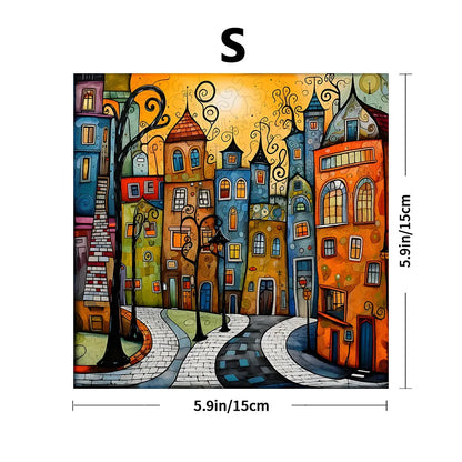 Unique Cartoon City Wooden Puzzle - Creative Irregular Shape Christmas, Birthday, and Holiday Perfect Gift  Suitable for Friends