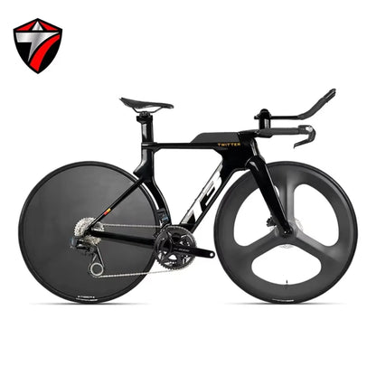 TT Bicycle Disc Brake Time Trial Triathlon Complete Bike T3 Carbon Fiber Wheelset 24 Speed ETap AXS-12S Lightweight Full