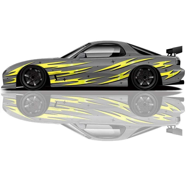 flame Car stickers modified racing car SUV accessories packaging decals PVC custom side graphic stickers decals