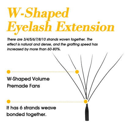 MASSCAKU Automatic Flowering W Shape Bloom 3D 4D 5D 6D 7D 8D Premade Fans Eyelashes Extensions Natural Soft Individual Lashes