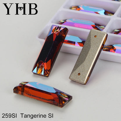 YHB Top Quality Cosmic Baguetee Glass Crystal AB Moonlight Sewing Stones Flatback Sew on Rhinestones For Garment Clothes Bags