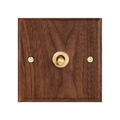 Black walnut wood retro British light switch socket, bedside wall lamp switch LED dimmer, pure wood brass toggle switch board