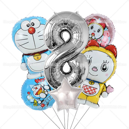 Doraemons Number 1-10 Balloons Girls Boys Birthday Decorations Baby Shower Gender Reveal Balloon Party Supplies Kids Toys Gift