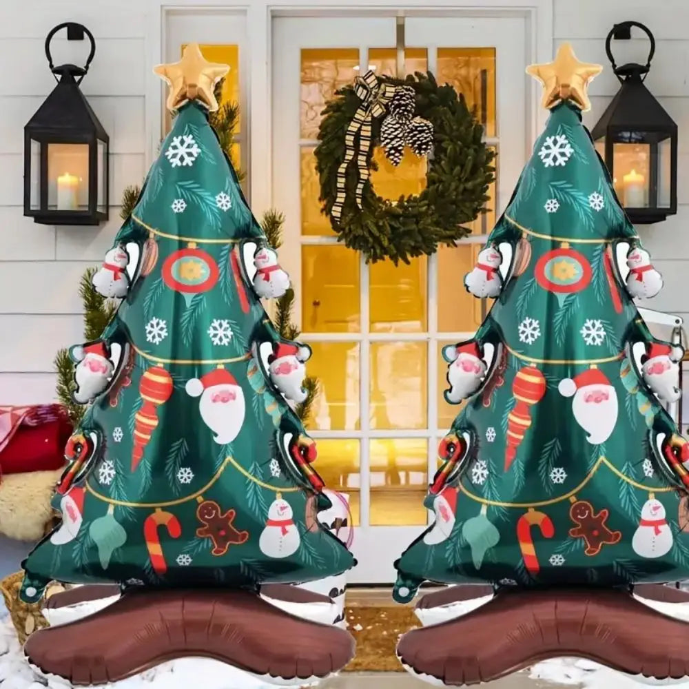 3D Large Inflatable Christmas Tree Balloons Standing Xmas Tree Foil Ballons Merry Christmas New Year Party Home Decor Supplies