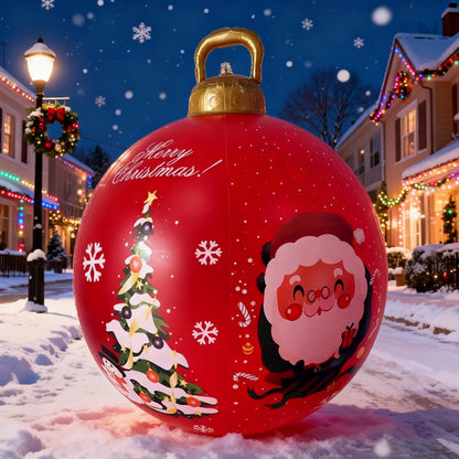 24inch (Approx. 60cm) Giant Inflatable Christmas Ball Pvc Inflatable Decorative Ball Large Holiday Inflatable Outdoor Decoration Christmas Inflatable Yard Decoration Giant Inflatable Ornament