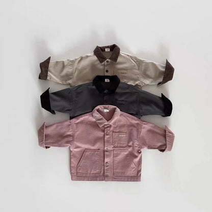 WT2710 New Arrivals Korean Style Corduroy Casual Jacket Collared Shirt for Kids Spring Autumn Unisex Children's Wear