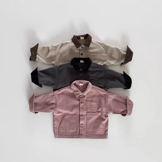 WT2710 New Arrivals Korean Style Corduroy Casual Jacket Collared Shirt for Kids Spring Autumn Unisex Children's Wear