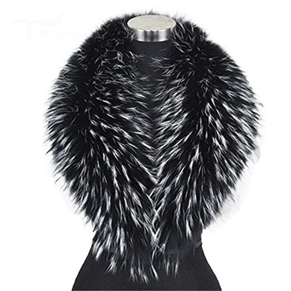 Real Raccoon Fur Collar Women Natural Fur Scarf  Winter Large Size Warm Wraps  Furry Fur Scarves for Coat Jackets Collars