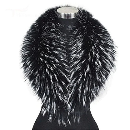 Real Raccoon Fur Collar Women Natural Fur Scarf  Winter Large Size Warm Wraps  Furry Fur Scarves for Coat Jackets Collars