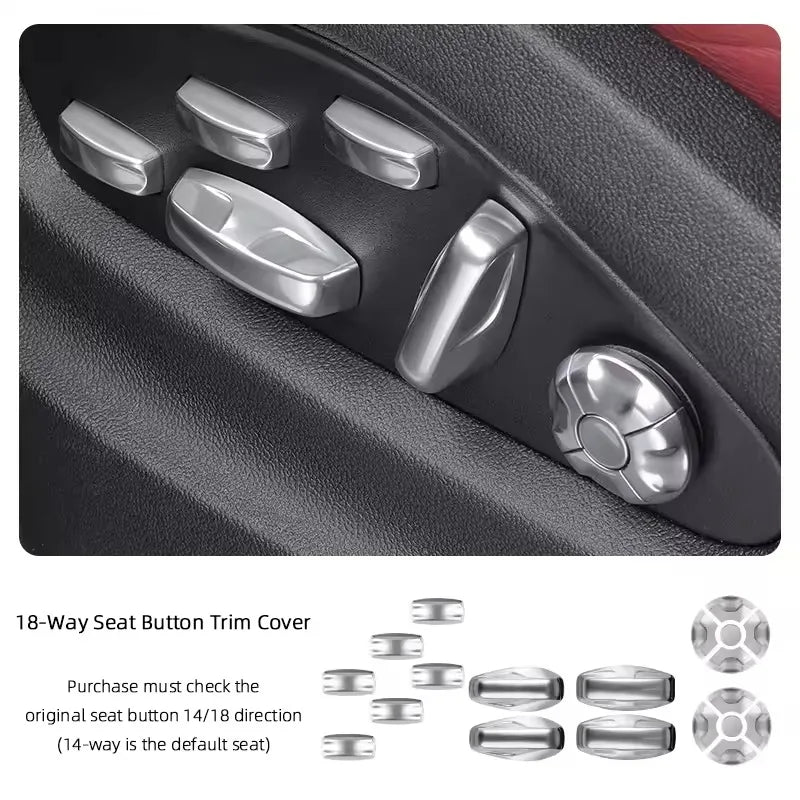 For Porsche Panamera 971 Cayenne 911 992 92A Taycan Y1A 2022-2025 Car 14 18 Way Seat Adjustment Button Cover Sequin Trim Sticker
