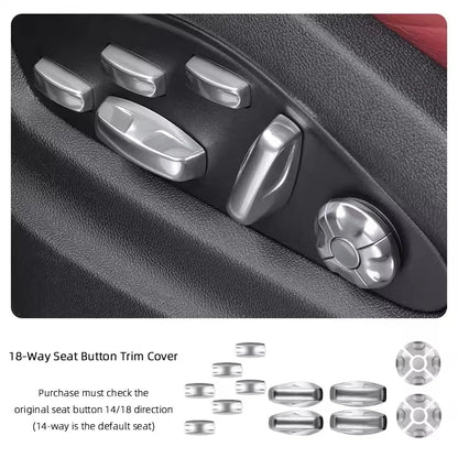 For Porsche Panamera 971 Cayenne 911 992 92A Taycan Y1A 2022-2025 Car 14 18 Way Seat Adjustment Button Cover Sequin Trim Sticker