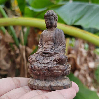 Hand-Carved Wooden Meditation Buddha Statue Ornament, Eastern Aesthetics, Classical Style, Suitable for Desktop Decorations, Home Decor, Fireplace, Living Room, Office, Birthday Gifts, Christmas Gifts