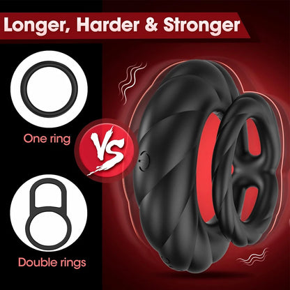 Double Ring Penis Ring Vibrator with 10 Vibrations APP Control Delayed Ejaculation Enhanced Pleasure Male Adult Sex Toys