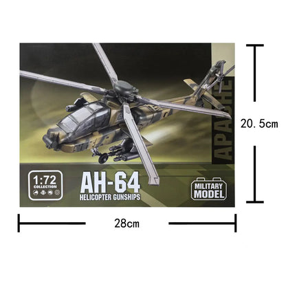 1:72 Scale Toy Planes US Apache Armed Helicopter AH64 ABS DieCast Aircraft Model Building Blocks Toy Collection Boy Holiday Gift