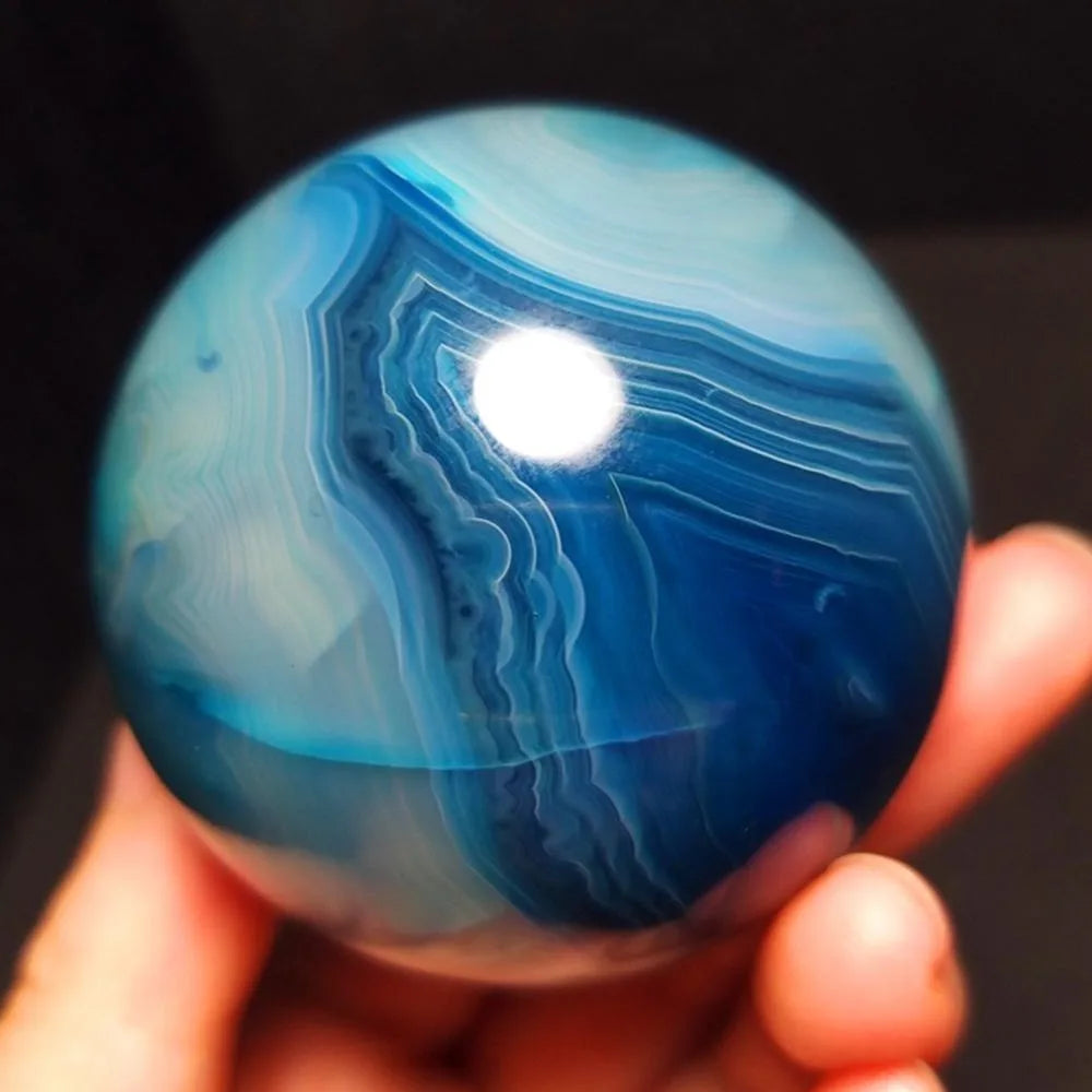 1pc Rare Blue Agate Sphere, Polished Crafts, Home Office Ornaments, Blue Quartz Lovers, Gifts for Best Friends