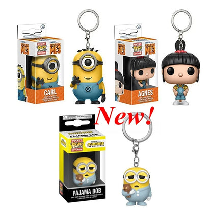 Funko Pocket Pop Keychain Miniones Carl Agnes Pajama BOB Vinyl Action Figure Brinquedos Collection Model Toys for Kids