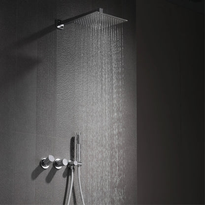 Luxury Bathroom Brass Gun Grey Wall-Mounted Shower System 2 Function Embedded Bath Mixer Tap Dual Spray Rainfall/Handheld